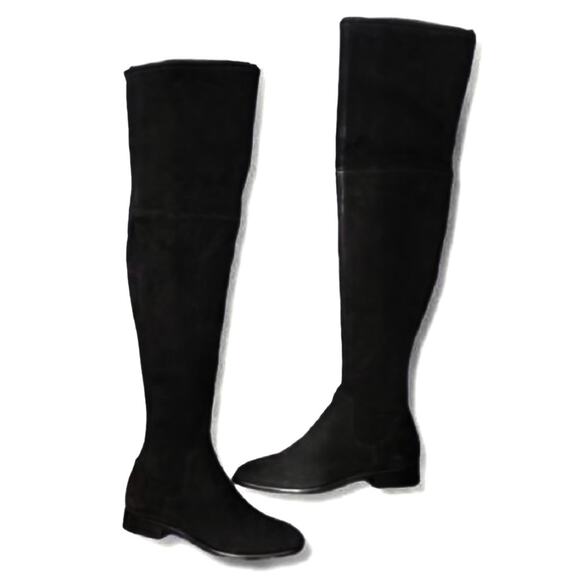 Donna Karan Lyra Black Over-The-Knee/Thigh High Boots Size 8 Goat Leather New - Picture 1 of 16